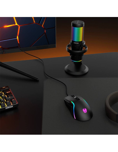 Microfone Condensador Cardióide Krom Kaze RGB 192Khz 24-bit USB Preto