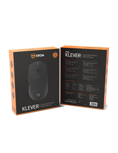 Rato Óptico Krom Klever Superlight Wireless Gaming 10000DPI Preto