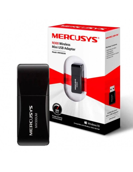 Adaptador de Rede USB Mercusys MW300UM Mini Wi-Fi N300 2.0