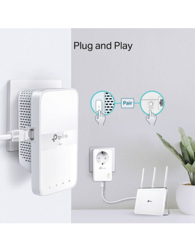 Adaptador Powerline TP-Link TL-WPA7617 AV1000 Homeplug AV2 Gigabit AC1200 Dual-Band Wi-Fi