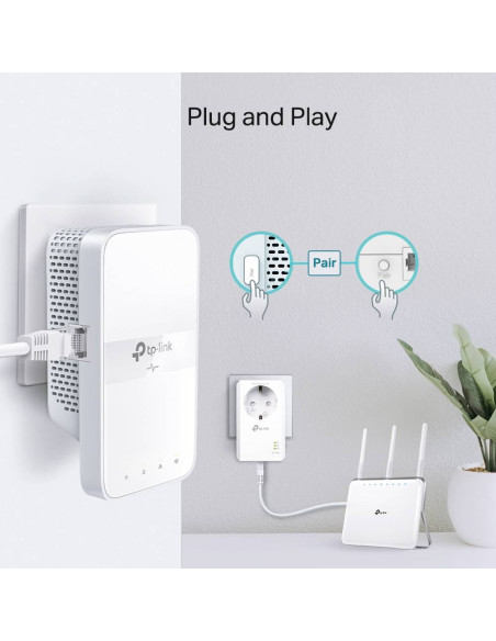Adaptador Powerline TP-Link TL-WPA7617 AV1000 Homeplug AV2 Gigabit AC1200 Dual-Band Wi-Fi