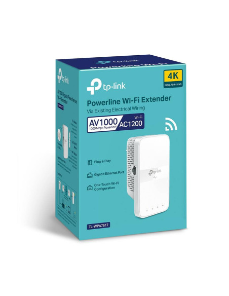 Adaptador Powerline TP-Link TL-WPA7617 AV1000 Homeplug AV2 Gigabit AC1200 Dual-Band Wi-Fi