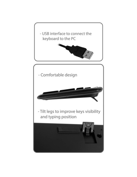 Teclado Ewent EW3195 Multimédia USB PT Preto
