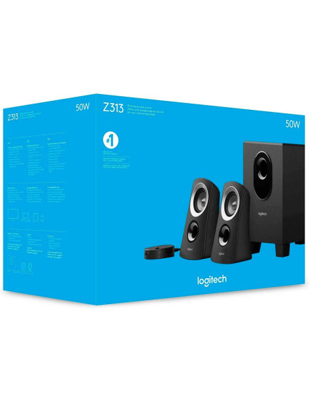 Colunas Logitech Z313 2.1 50W Peak / 25W RMS Pretas