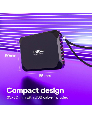 SSD Externo Crucial X9 Portable 1TB USB 3.2 Gen 2 Preto
