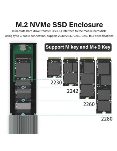 Caixa Externa M.2 Ewent EW7025 NVMe/PCIe USB-C 3.2 Gen2