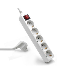EWENT Tomada múltipla de 5 entradas com interruptor luminoso, cabo 1.5