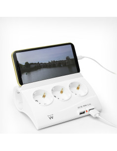 EWENT Tomada múltipla com 5 entrada e 2 portas USB, cabo 1.5m 2