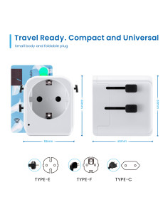 EWENT Adaptador de viagem universal com fichas EUA/UK/AUS/CHINA e toma 2
