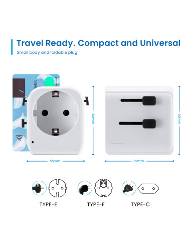EWENT Adaptador de viagem universal com fichas EUA/UK/AUS/CHINA e toma