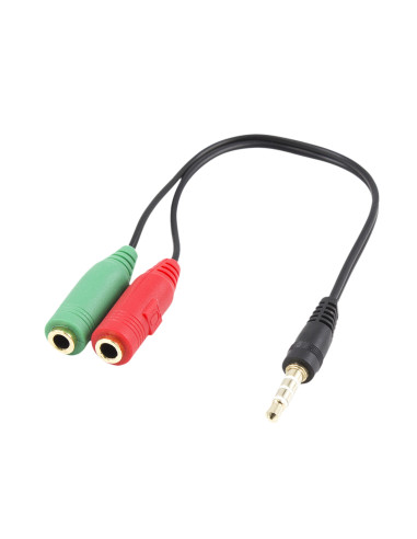 EWENT Cabo Adaptador Áudio, 1x 3.5 mm AUX 4-pin M - 2x 3.5 mm AUX 3-pi