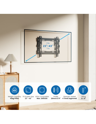 EWENT Suporte TV Easy Tilt Mounting Bracket M, 23 - 42", Min Vesa 75x7