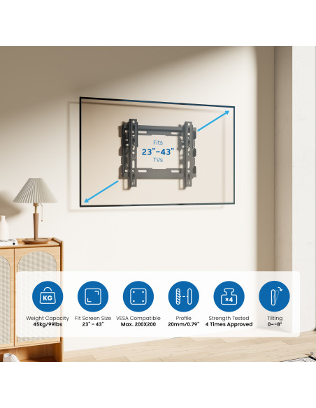EWENT Suporte TV Easy Tilt Mounting Bracket M, 23 - 42", Min Vesa 75x7