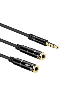 EWENT Cabo Adaptador Áudio, 1x 3.5 mm AUX 4-pin M - 2x 3.5 mm AUX 3-pi 2