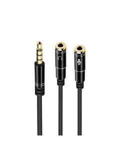 EWENT Cabo Adaptador Áudio, 1x 3.5 mm AUX 4-pin M - 2x 3.5 mm AUX 3-pi