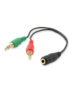 EWENT Cabo Adaptador Áudio, 1x 3.5 mm AUX 4-pin F - 2x 3.5 mm AUX 3-pi