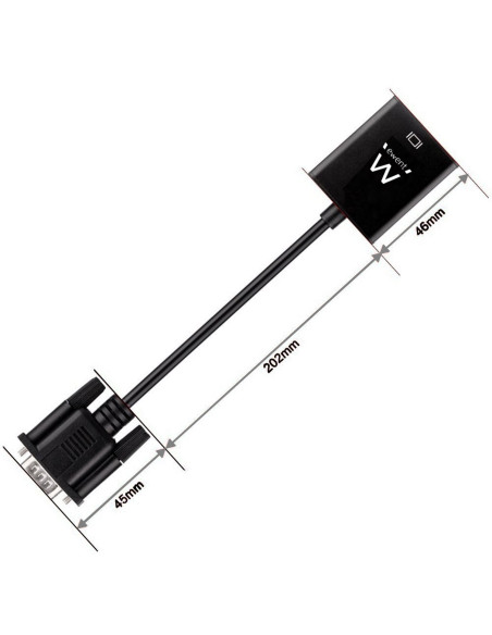 EWENT Cabo Conversor VGA macho - HDMI fêmea com audio 0.20m