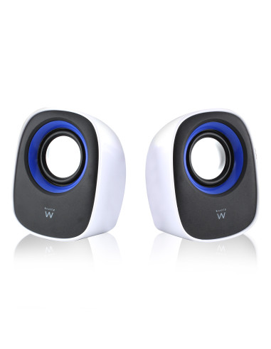 EWENT Colunas set 2.0, 5W RMS, control volume, alimentação USB, branca