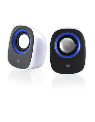 EWENT Colunas set 2.0, 5W RMS, control volume, alimentação USB, branca