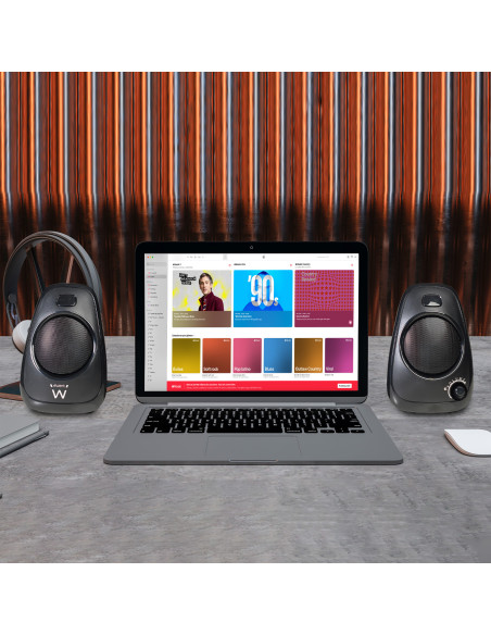 EWENT Colunas 2.0, 10W, Built-in volume, 3.5 mm jack, Alimentação USB