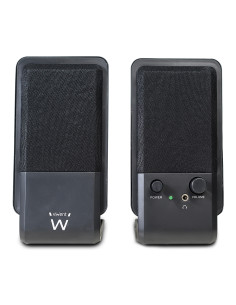 EWENT Colunas 2.0 Speakers, 12W, Built-in volume e conector Headphone
