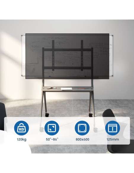 EWENT Suporte Móvel para TV, 50 - 86" com prateleira, Max VESA 800x600