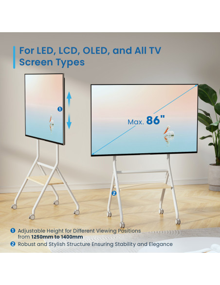 EWENT Suporte Móvel Heavy Duty para TV´s 37 a 86" e 80Kg, Min VESA 200