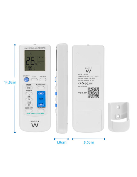 EWENT Remote control for Air conditioning com Wall mount fixing suppor