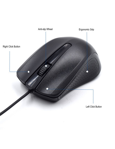 EWENT Rato Óptico USB 2.0, 1000dpi, preto