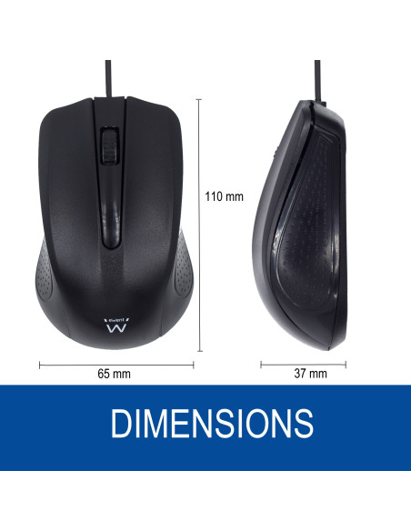 EWENT Rato Óptico USB 2.0, 1000dpi, preto