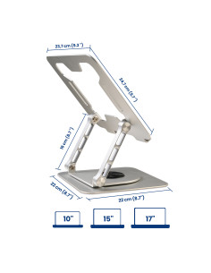 EWENT Suporte Aluminio para Portátil, Rotação 360º, Ajustável Altura 2