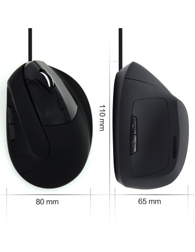 EWENT Rato Óptico Ergonómico Vertical, 800-1200-1600dpi-1800 dpi, 5 bo