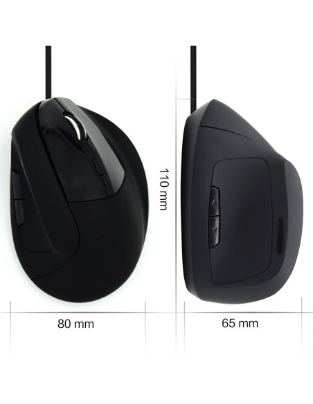 EWENT Rato Óptico Ergonómico Vertical, 800-1200-1600dpi-1800 dpi, 5 bo
