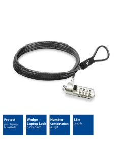 EWENT Cadeado para Portátil Wedge Lock com combinação, cabo 1,5m 2