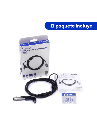 EWENT Cadeado para Portátil NanoSaver com Chave para NANO slot 2.5x6mm