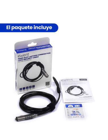 EWENT Cadeado para Portátil NanoSaver com Combinação para NANO slot 2
