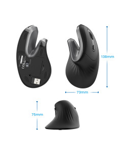 EWENT Rato Wireless Ergonómico | 2.4Ghz | USB-A Nano |1200, 2400, 3200 2