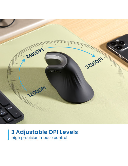 EWENT Rato Wireless Ergonómico | 2.4Ghz | USB-A Nano |1200, 2400, 3200
