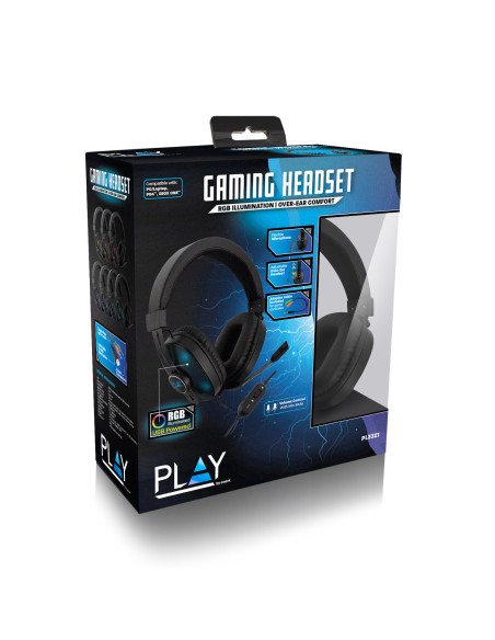 EWENT Headset Gaming com microfone para PC e Consola, Led´s RGB, 2xjac