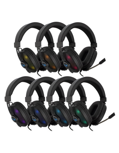 EWENT Headset Gaming com microfone para PC e Consola, Led´s RGB, 2xjac