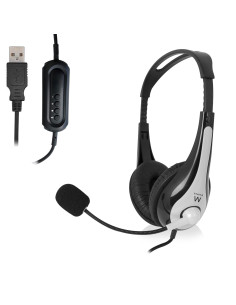 EWENT Headsets USB com microfone e controlo de volume, cabo 2.1m 2