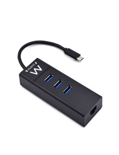 EWENT HUB USB 3.2 Gen 1, USB-C, 3 Portas USB A + Porta Rede Gigabit, A