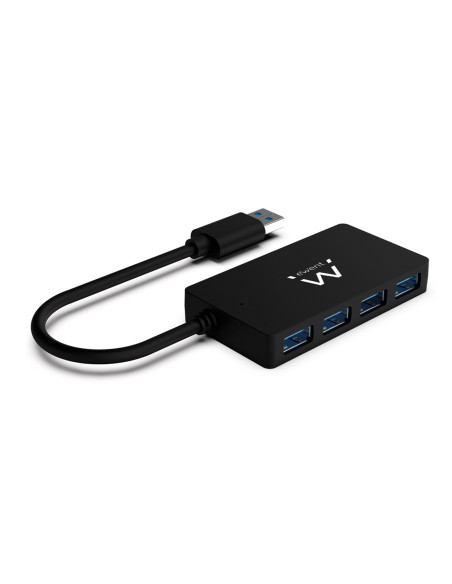 EWENT HUB USB 3.2 Gen 1, 4 portas, adicional DC alimentação Jack 3.5mm