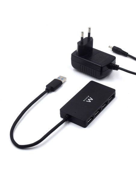 EWENT HUB USB 3.2 Gen 1, 4 portas HightSpeed, Alimentação AC