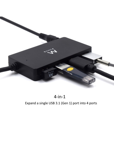 EWENT HUB USB 3.2 Gen 1, 4 portas HightSpeed, Alimentação AC