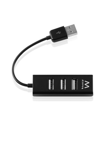 EWENT Mini HUB 2.0 High Speed de 4 Portas Preto
