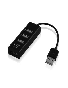 EWENT Mini HUB 2.0 High Speed de 4 Portas Preto