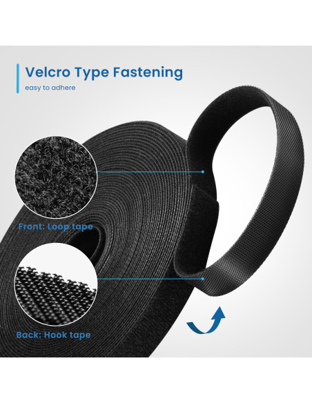 EWENT Tira Velcro para Organizar Cabos, 15mm x 10m