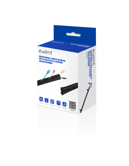 EWENT Manga Neoprene com Fivela e Zíper para Organizar Cabos, 1000x100