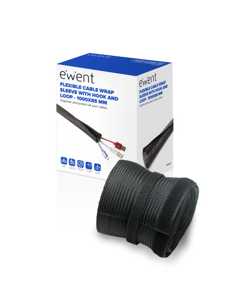 EWENT Maga Flexível para Organizar Cabos com Fecho, 1000x85mm